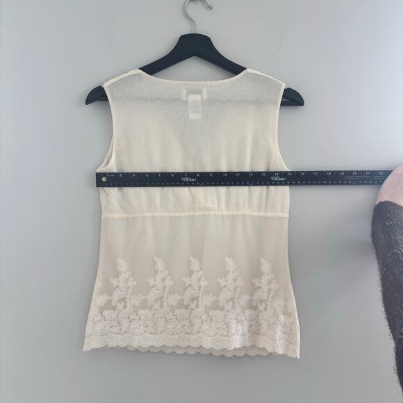 Vintage Talbots Petite Lightweight Stretch Nylon Mesh Tank Top Lace Lined Size P - Picture 4 of 10